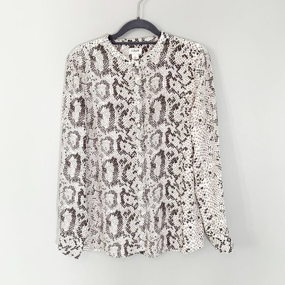 J. Crew snake print mock collar long sleeve lightweight full button front - S - Picture 2 of 10